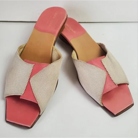 Kate Spade pink cream leather slide sandals - Picture 1 of 8